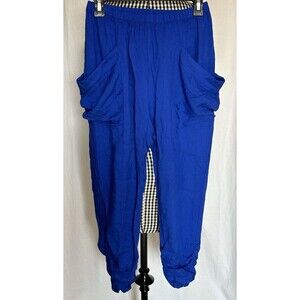TRACIEL T Pants Womens Small Royal Blue Harem Lounge Boho Pull-on MADE in the US